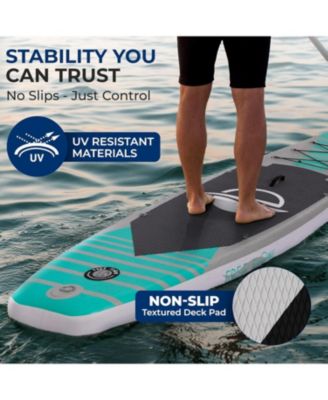 Free-Flow Welded Inflatable Stand-Up Paddle-Board with Double-Action Hand Pump, 3-Shaft Aluminum Paddle, Repair Kit and Backpack (Black)