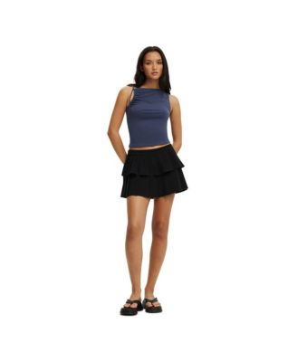 Women's Double Pleated Mini Skirt
