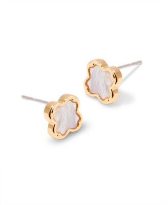 Chatham Gold Plated Clover Mother of Pearl Stud Earrings