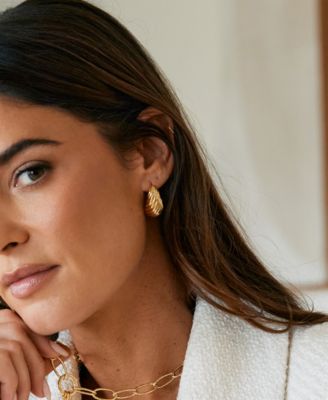 Gold Plated Farrah Ribbed Stud Earrings