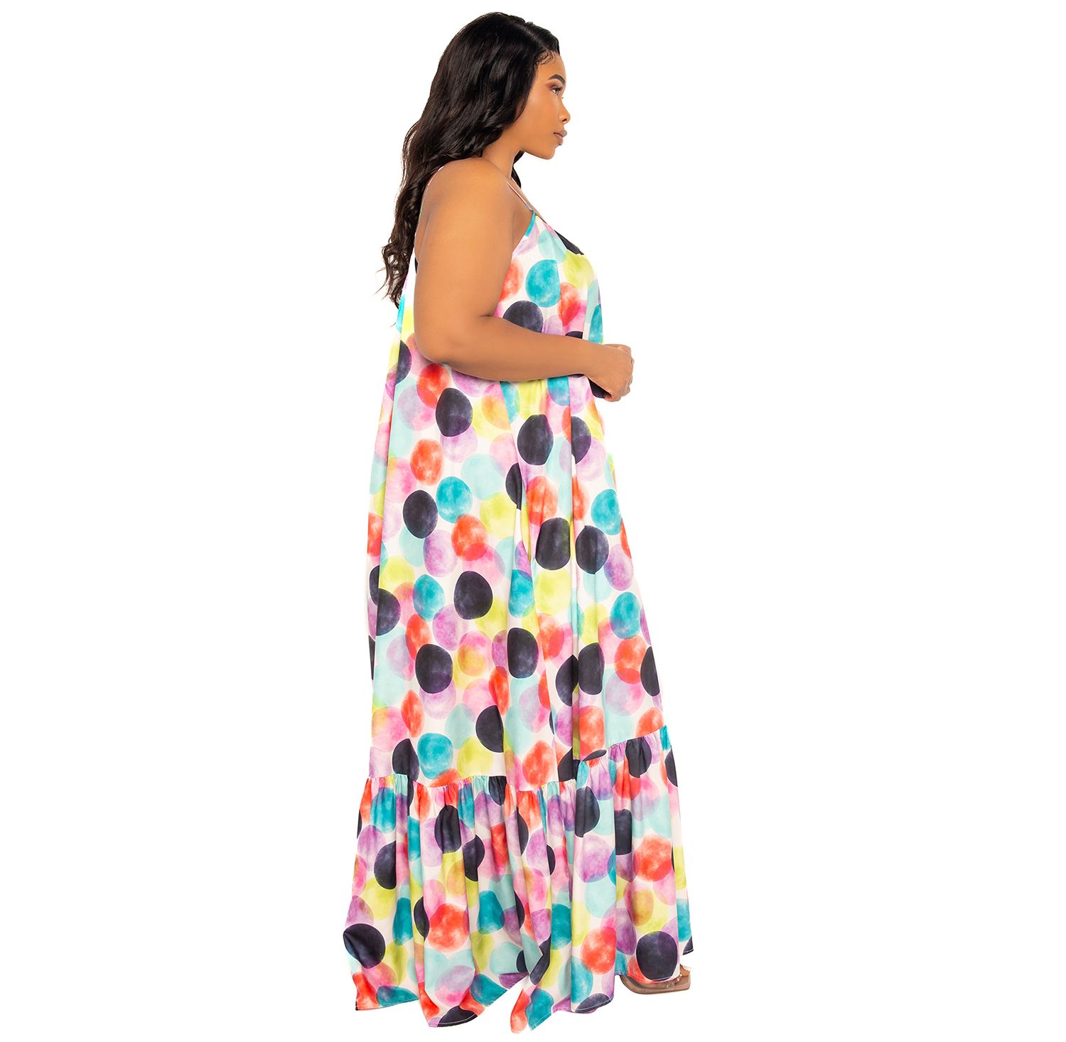 Women's Polka Dot Voluminous Maxi Dress