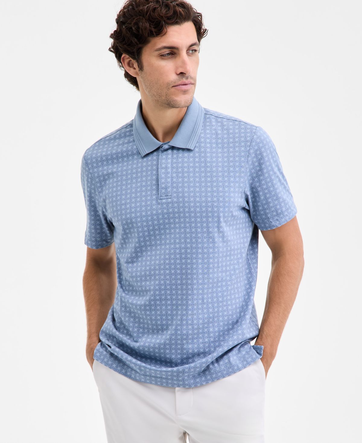 Мужская рубашка поло с микрорешеткой