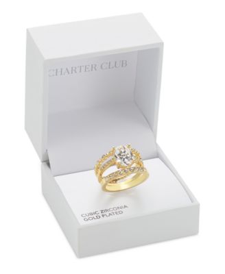 Charter Club - Pav&eacute; & Oval Crystal Triple-Row Ring