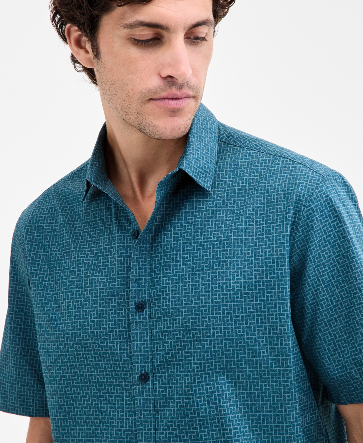 Alfani Men's Basketweave Shirt, Macy's Exclusive In Green