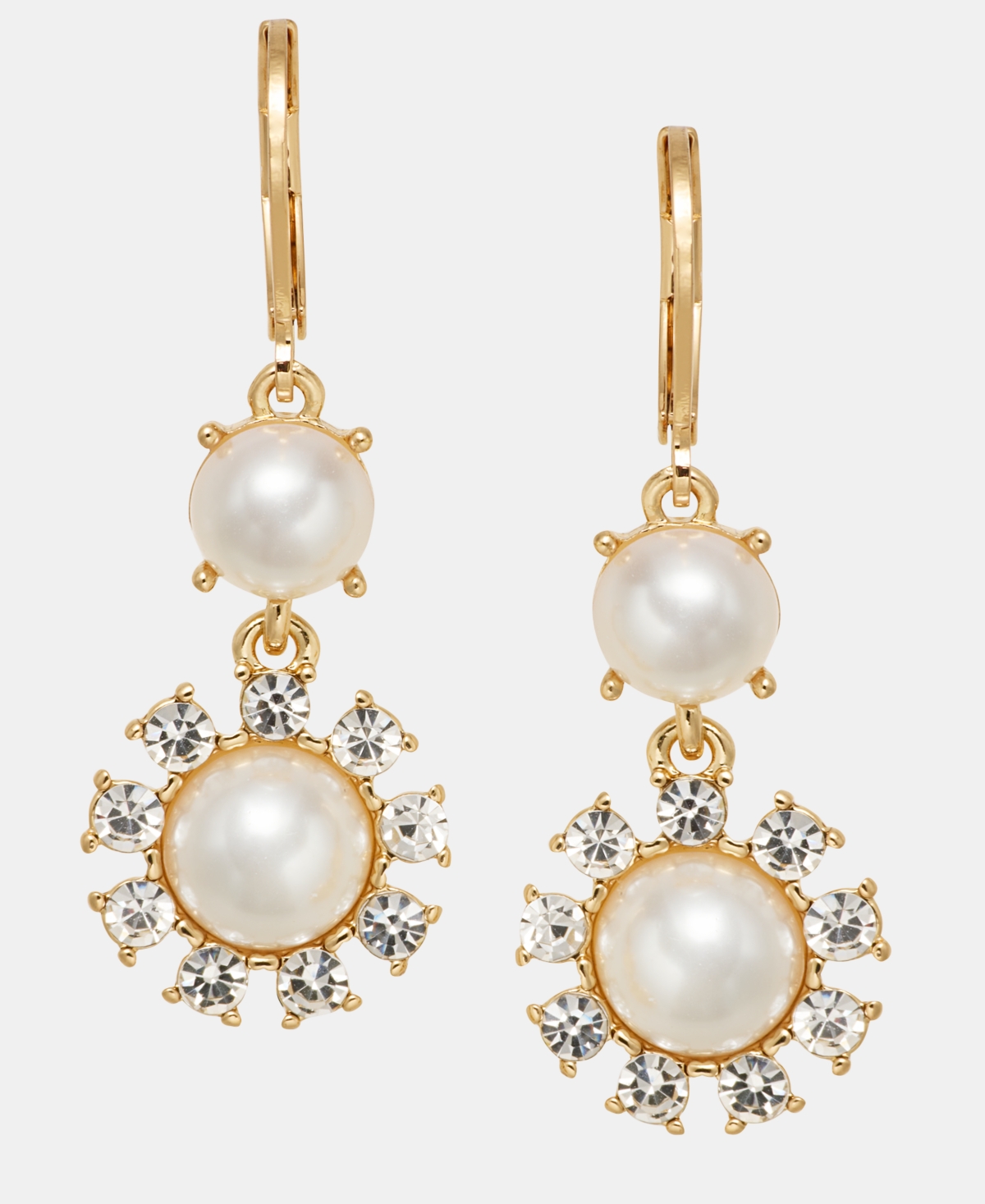 Charter Club Crystal & Imitation Pearl Double Drop Earrings, Macy's Exclusive In White