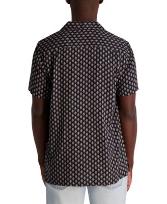 Men's Relaxed Fit Short Sleeve Medallion Print Button-Front Camp Shirt