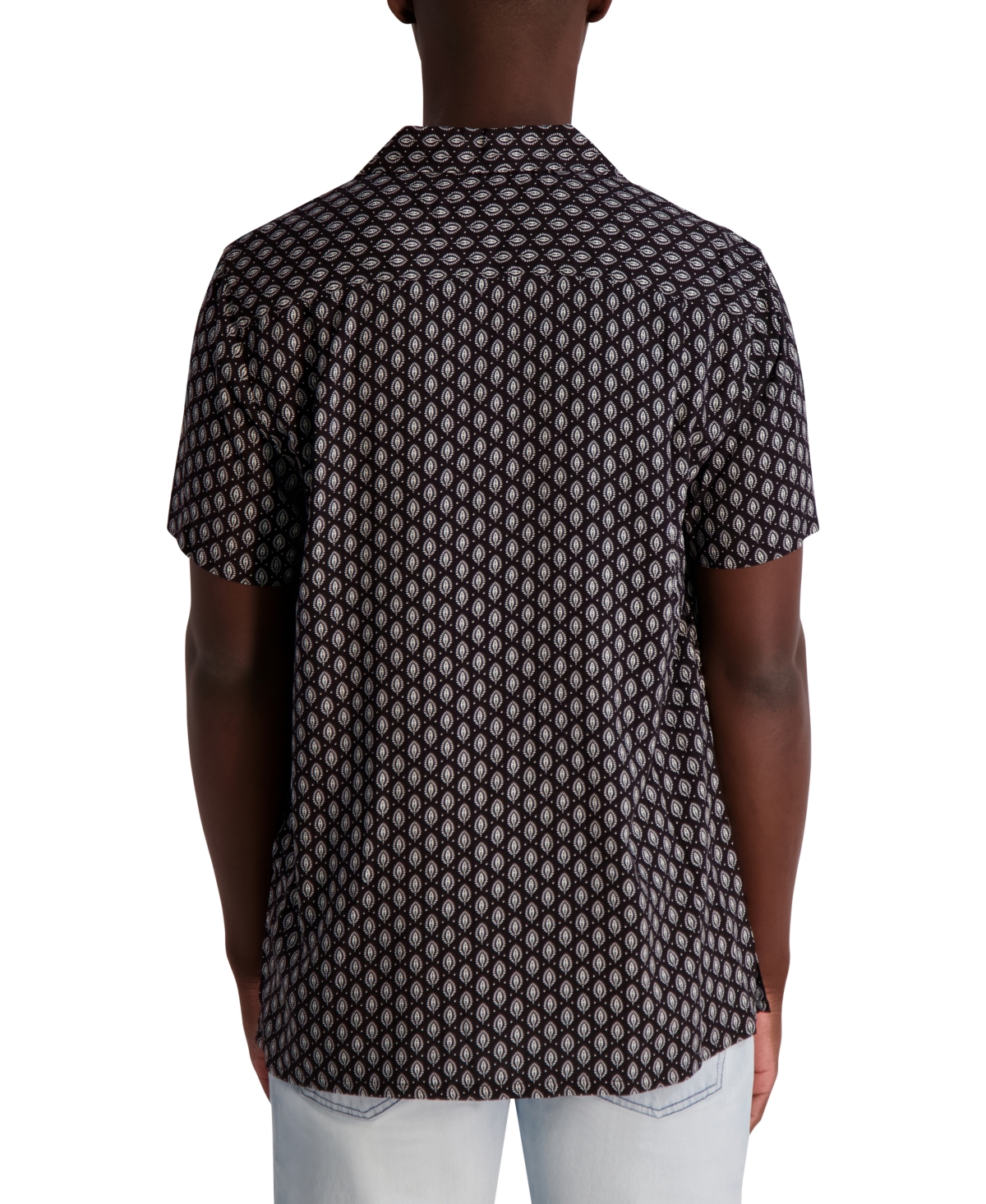 Karl Lagerfeld Men's Relaxed Fit Short Sleeve Medallion Print Button-front Camp Shirt In Brown