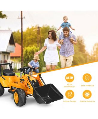 Kids Ride On Excavator Digger 6V Battery Powered Tractor w/Digging Bucket