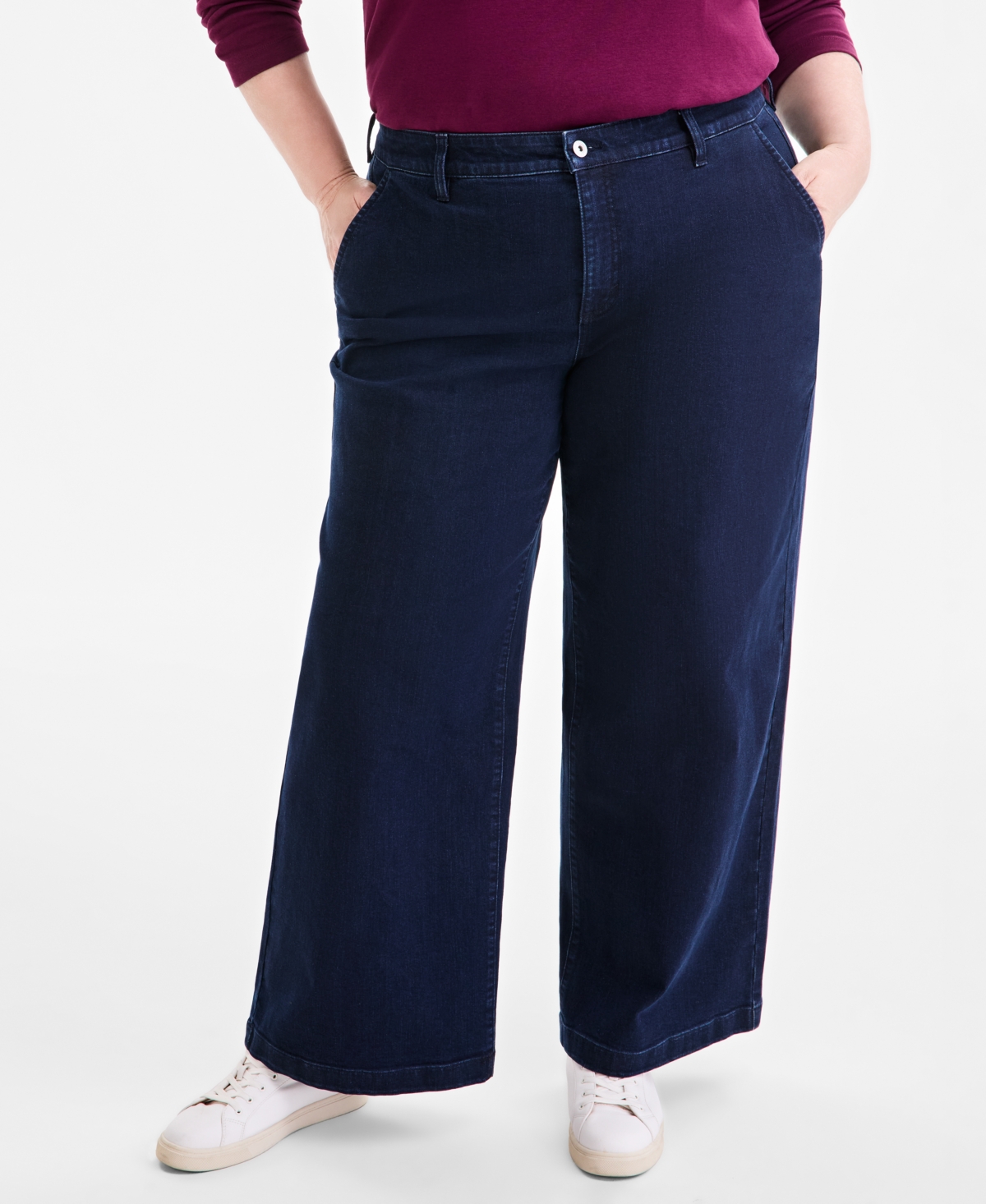 Style & Co Plus Size High Rise Wide-leg Jeans, Macy's Exclusive In Blue