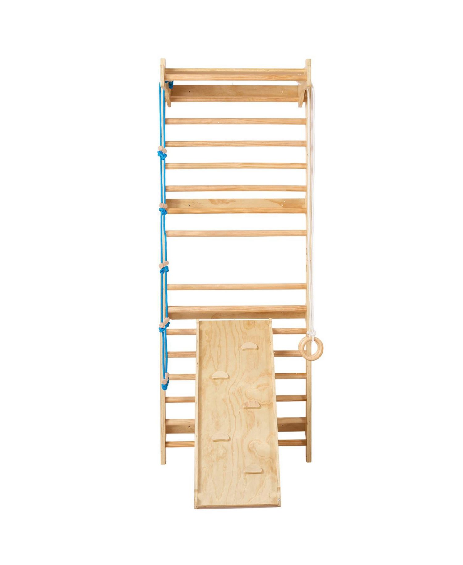 Kids Indoor Playground 5 in 1 Wooden Wall Gym with Swedish Ladder and Slide