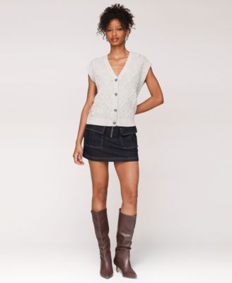 Women's Cable Knit Button-Front Vest