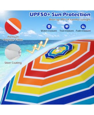 6.5 FT Beach Umbrella UPF50+ Sun Protection Portable Sunshade Parasol for Sand