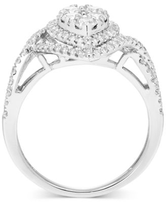 Diamond Pear Halo Cluster Ring (1 ct. t.w.) in 10k White Gold