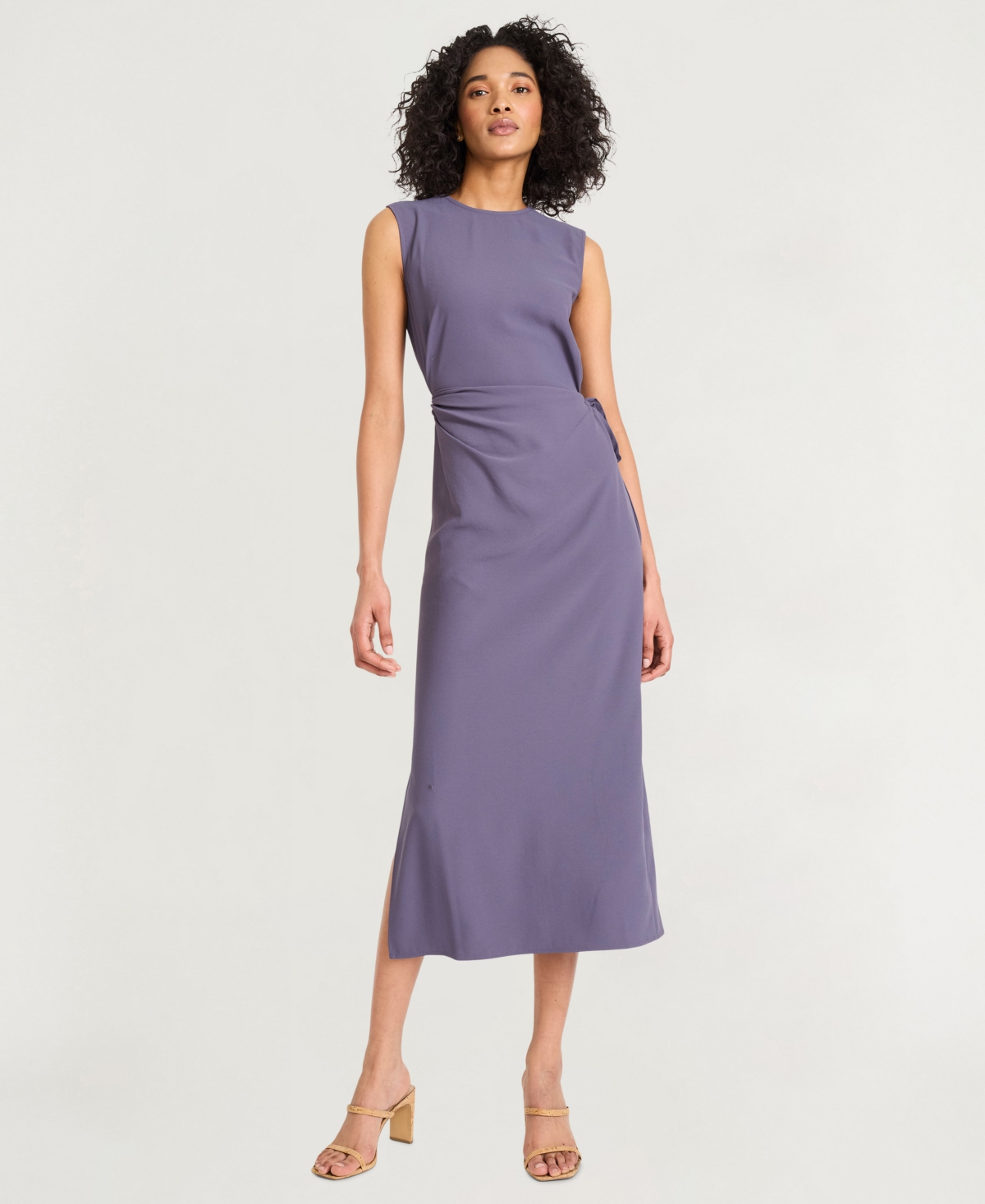 Women's Crepe Sleeveless Midi Sheath Dress - Graystone