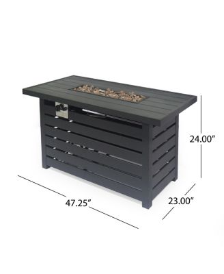 Rectangular Iron Fire Pit - 30,000BTU - Tank Cover Inside