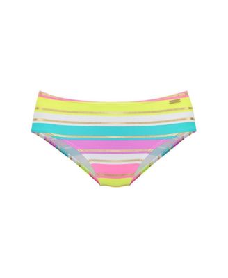 Women's Striped Mid Rise Bikini Swimsuit Bottom