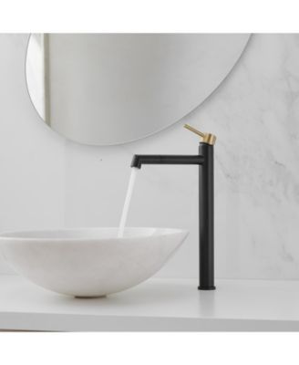 Single Hole Single Handle Bathroom Vessel Sink Faucet With Supply Hose in Black Gold