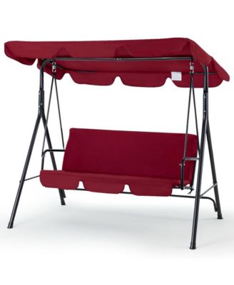 3-Person Metal Patio Swing with Removable Cushion Patio Swing Outdoor Porch Swing Chair for Adults for Garden Backyard Deck