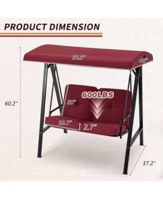 2-Person Metal Patio Swing with Removable Cushion Patio Swing Outdoor Porch Swing Chair for Adults for Garden Backyard Deck