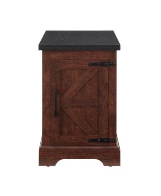 Rectangular Farmhouse Cabinet Table with Barn Door and Adjustable Storage Shelf