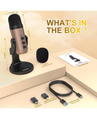 USB Microphone k66g Gold and Furry Microphone Cover Bundle