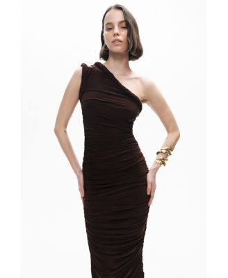 Women's Twist Detail One-Sleeve Maxi Dress