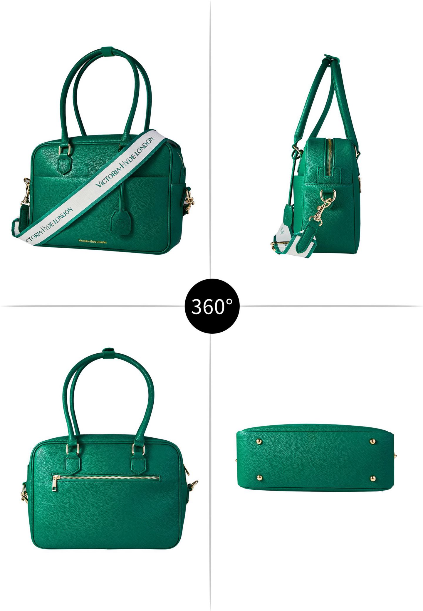 Женская сумка Victoria Hyde London Margaret L Handbag Laptop Pebbled Microfiber Leather Victoria Hyde, цвет: Зелёный — фото 5