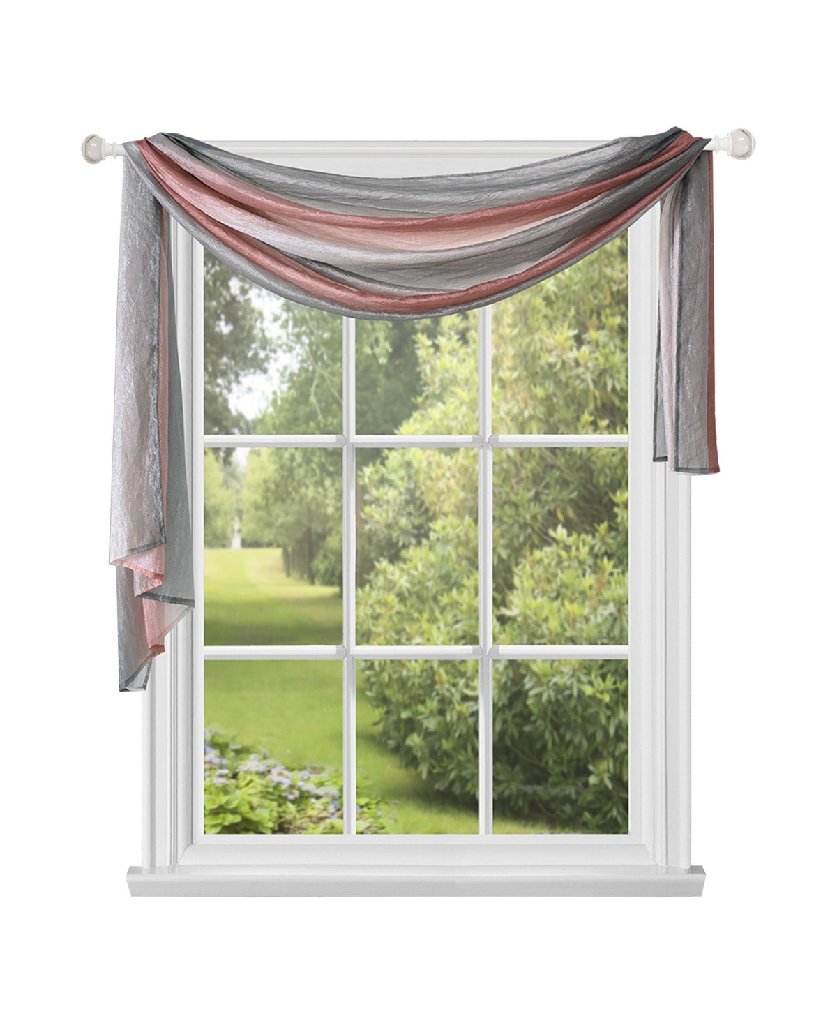 Grand Royal Crushed Faux Satin Silver & Blush Ombre Window Scarf - Blush