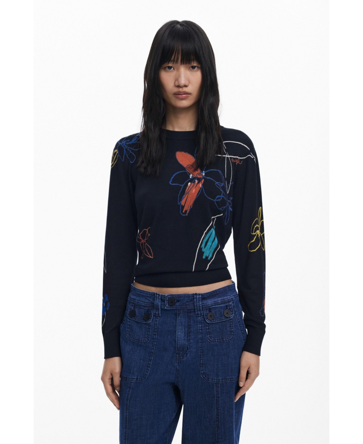Desigual Denim Joggers In Blue