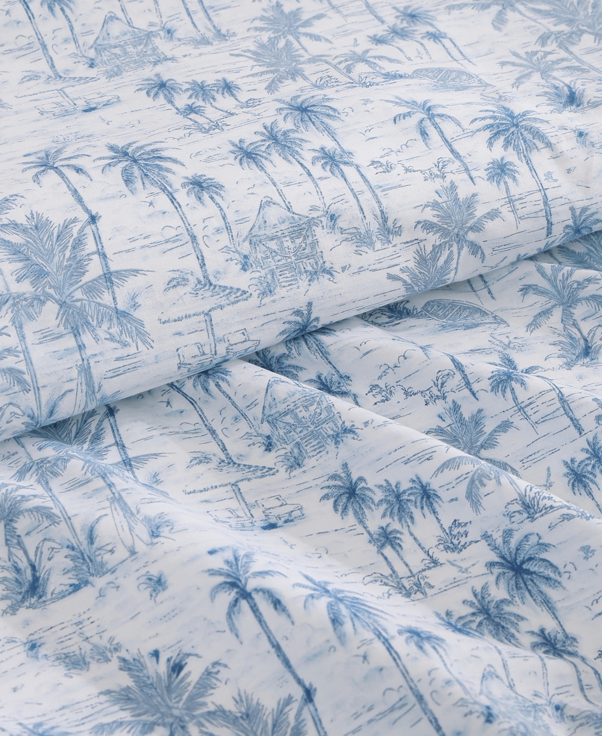 Tommy Bahama Home Cotton Percale 4 Piece Sheet Set, Queen In Blue