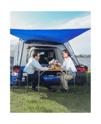 Compact Camping Folding Chair with Side Table and Storage Pocket, Red