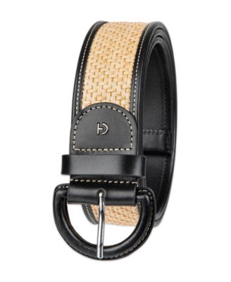 Women's Leather and Raffia Casual Belt