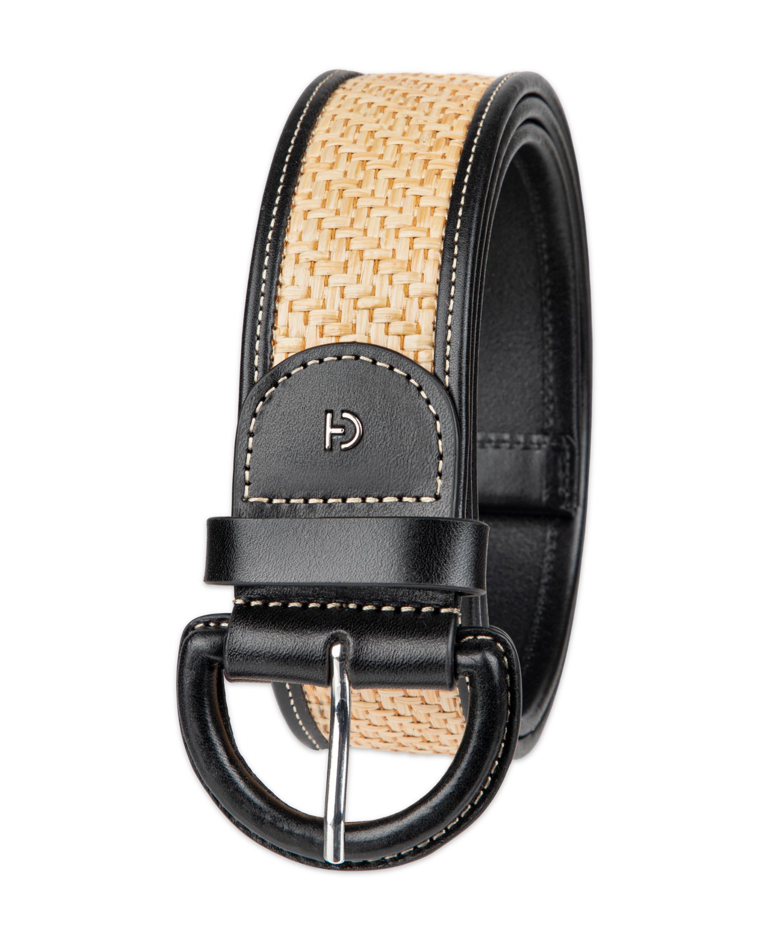 Women's Leather and Raffia Casual Belt