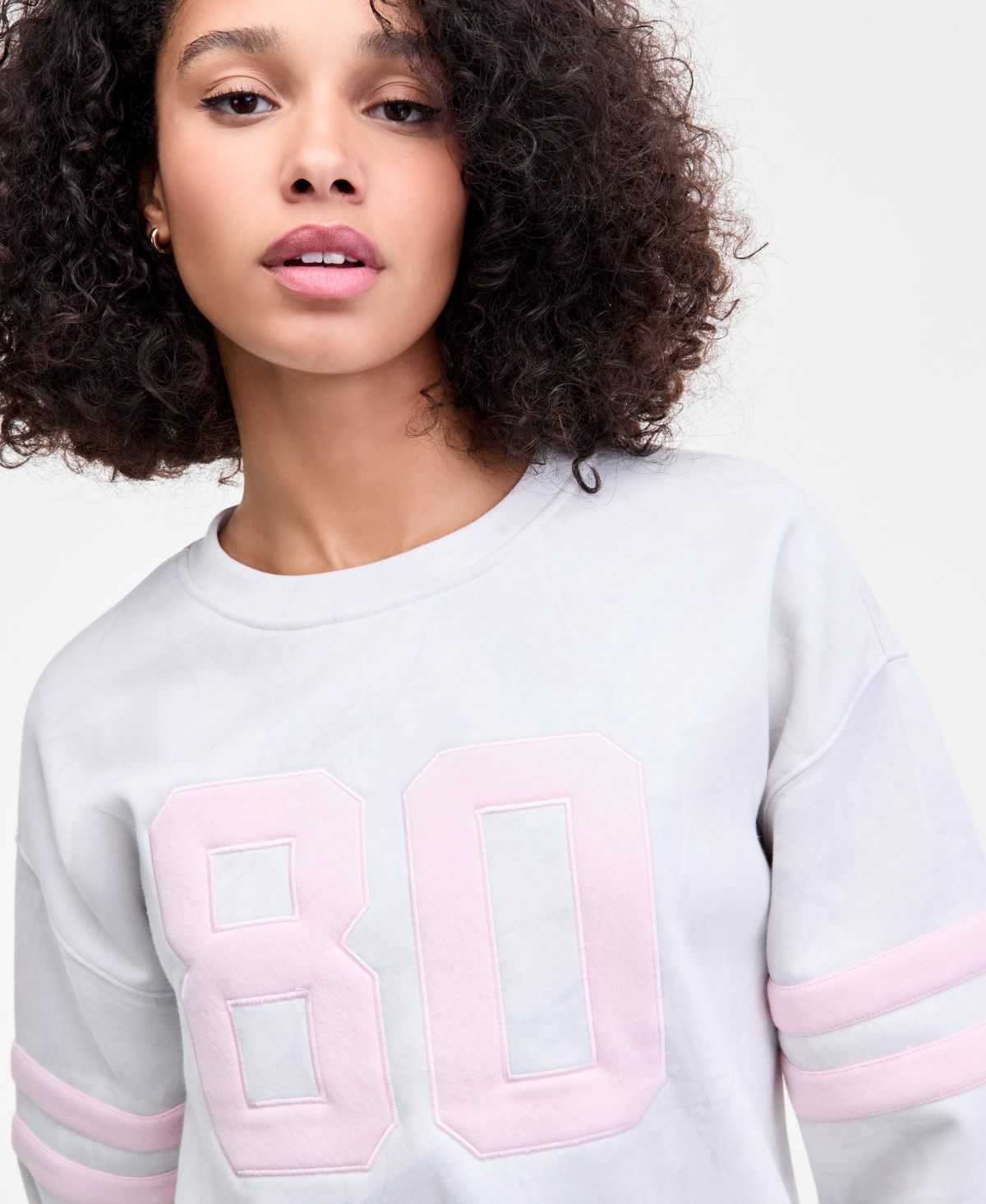 Madden Girl Juniors' 80's Patch Camo Crewneck Sweatshirt In White