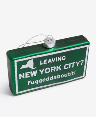 New York City 2025 Glass Road Sign Ornament, Macy's Exclusive