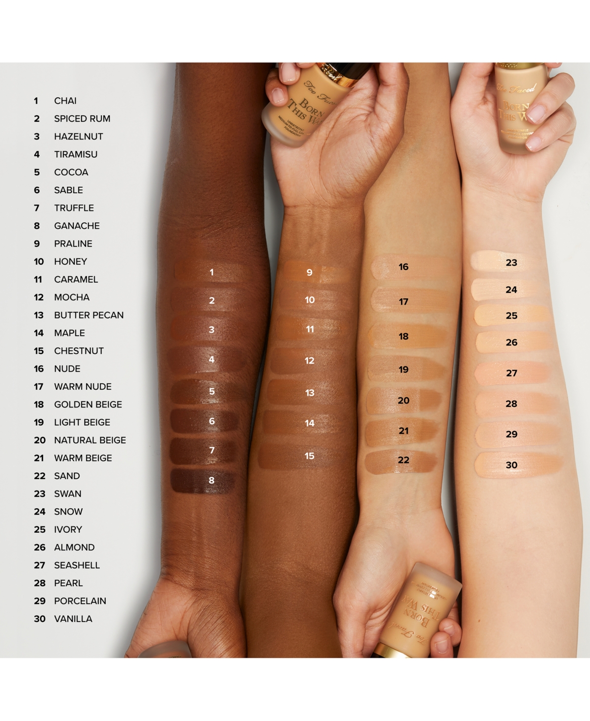 Too Faced Born This Way Undetectable Medium-to-full Coverage Foundation, 1 Oz. In Brown