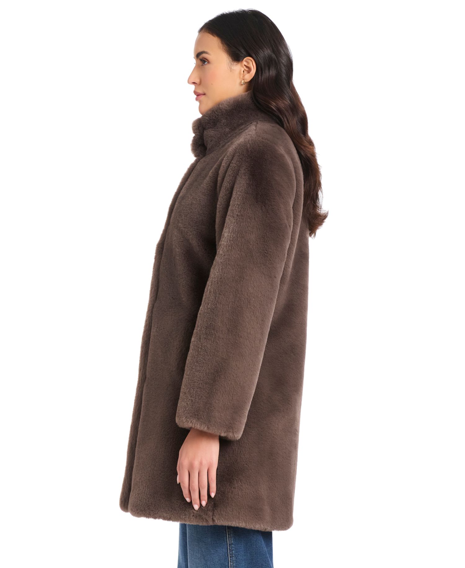 Women's Collared Faux-Fur Coat