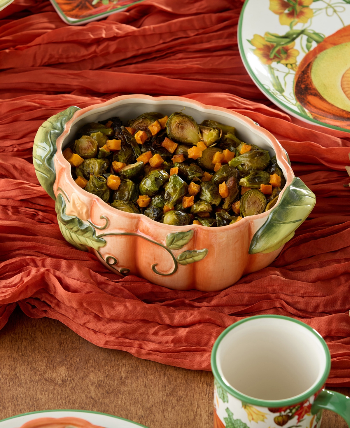 Certified International Harvest Fields 3-d Pumpkin Shallow Serving Bowl