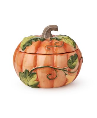 Harvest Fields 3-D Pumpkin Covered Soup Bowls, Set of 2