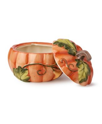Harvest Fields 3-D Pumpkin Covered Soup Bowls, Set of 2