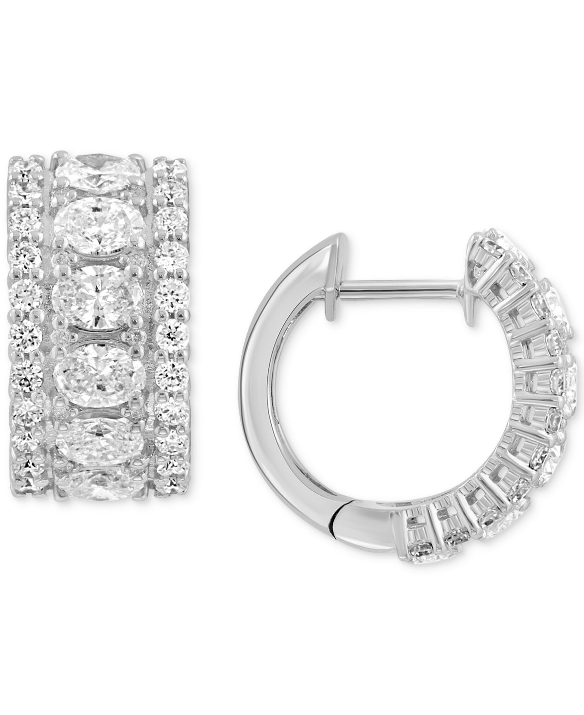 Effy Lab Grown Diamond Small Hoop Earrings (2-1/5 ct. t.w.) in 14k White Gold, 0.59" - White Gold