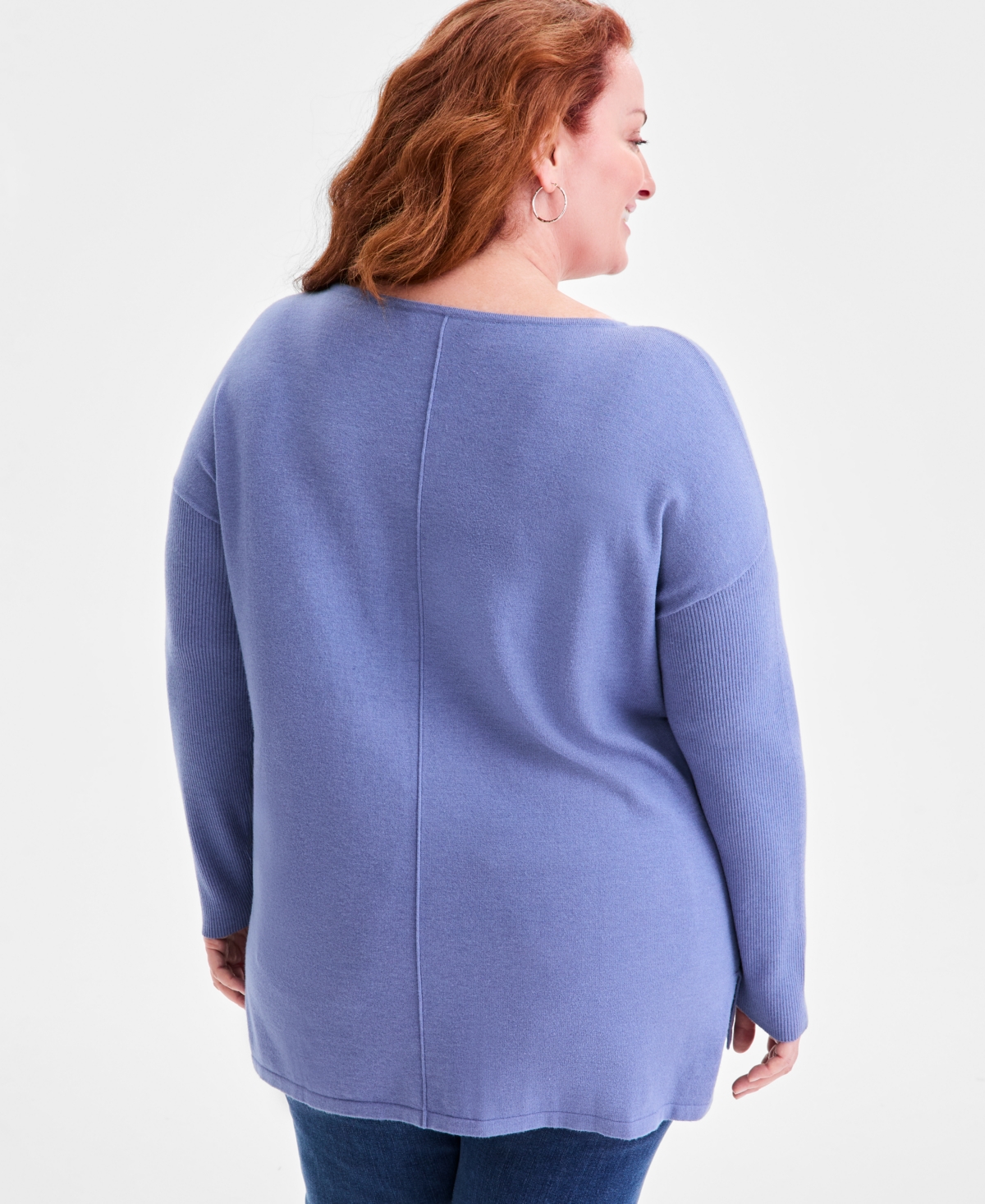 Style & Co Plus Size Knit Seam-front Tunic Top, Exclusively Macy's In Blue