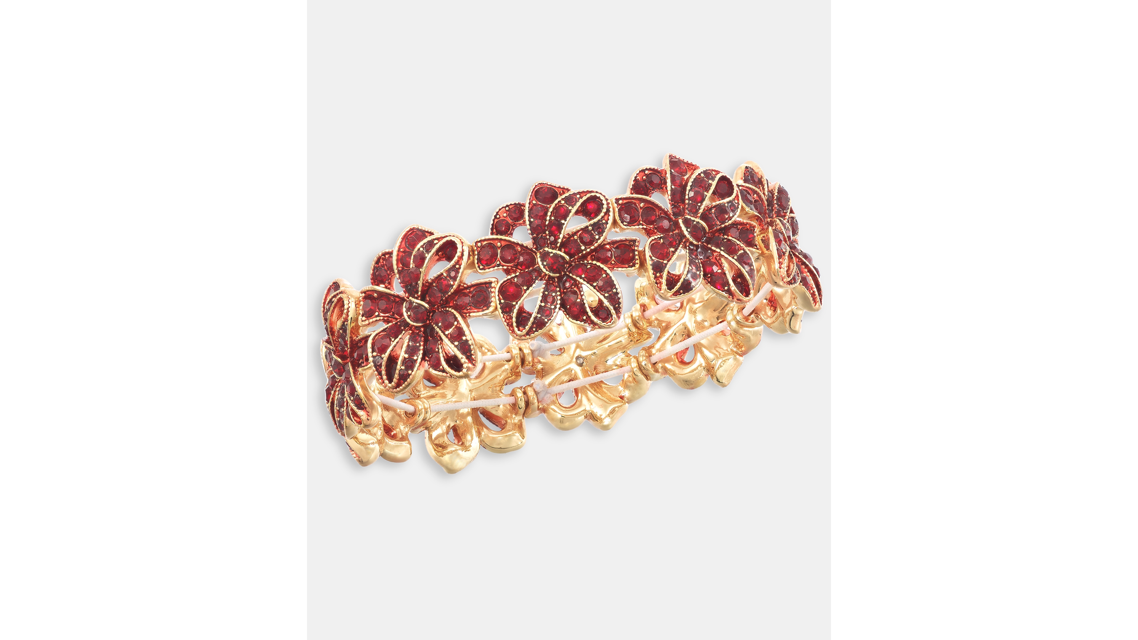 Gold-Tone Red Bow Stretch Bracelet