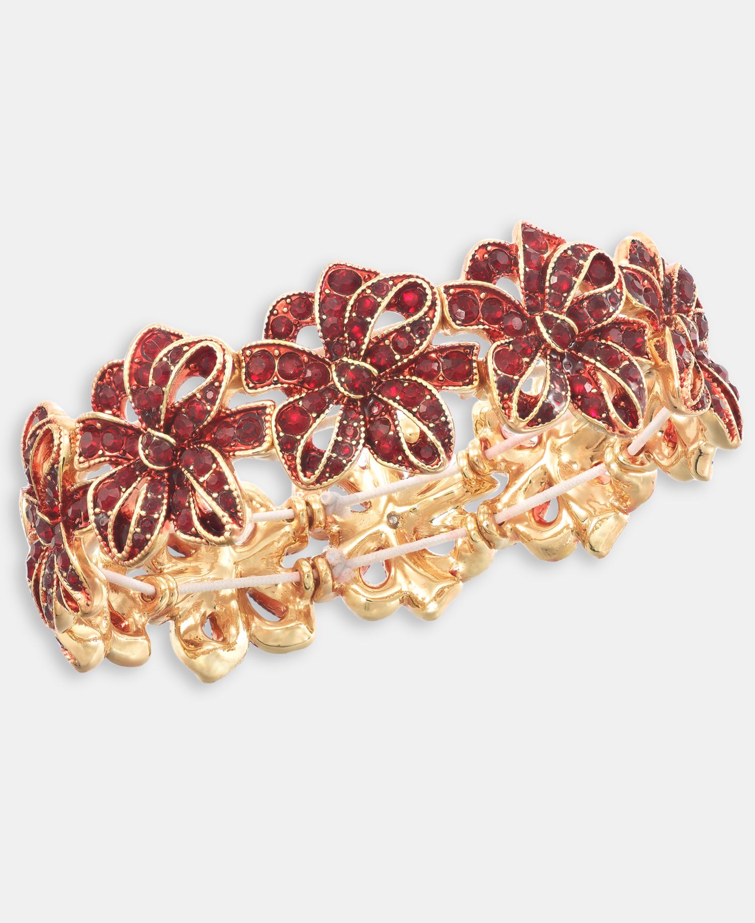 Gold-Tone Red Bow Stretch Bracelet