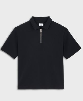Men's Relaxed-Fit Heathered Quarter-Zip Scuba Polo Shirt, Macy's Exclusive