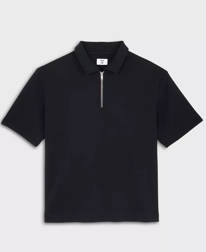 Men's Relaxed-Fit Heathered Quarter-Zip Scuba Polo Shirt - thumbnail 5