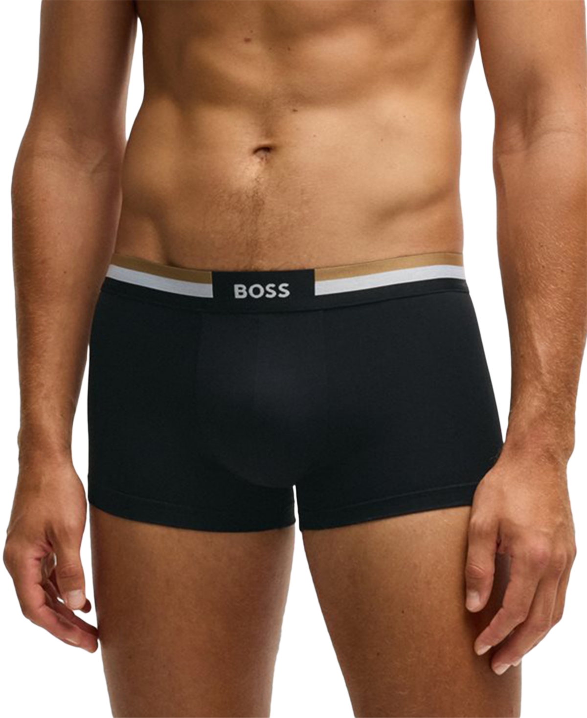 Hugo Boss Three-pack Of Cotton-blend Trunks With Signature Waistbands In Black