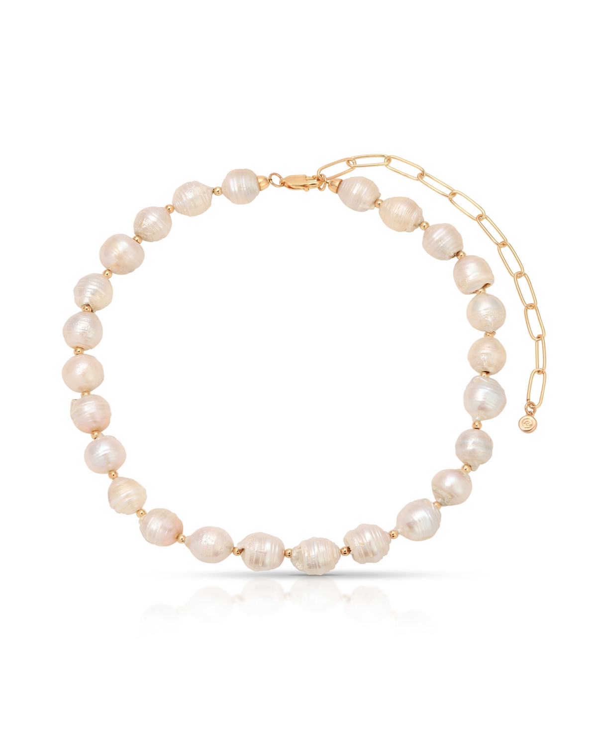 Freshwater Mother of Pearl Choker Necklace - Gold