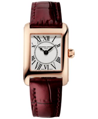 Frederique Constant - Women's Swiss Carree Burgundy Leather Strap Watch 23mm