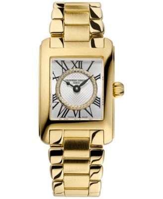 Frederique Constant - Women's Swiss Carree Diamond (1/20 ct. t.w.) Gold-Tone Stainless Steel Bracelet Watch 23mm